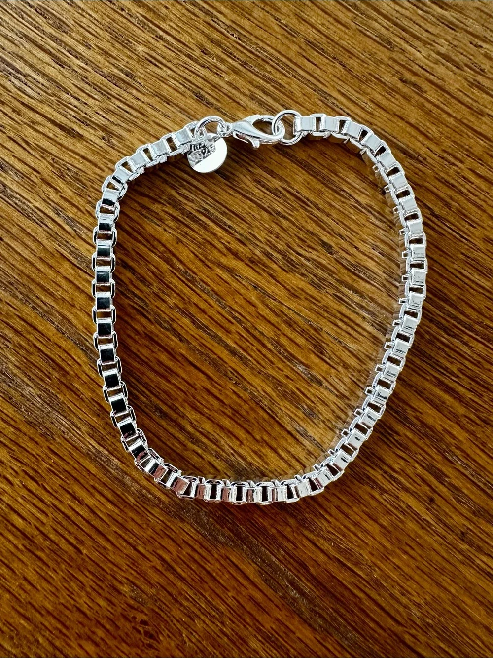 Sterling Silver 925 Box Chain Bracelet  8”